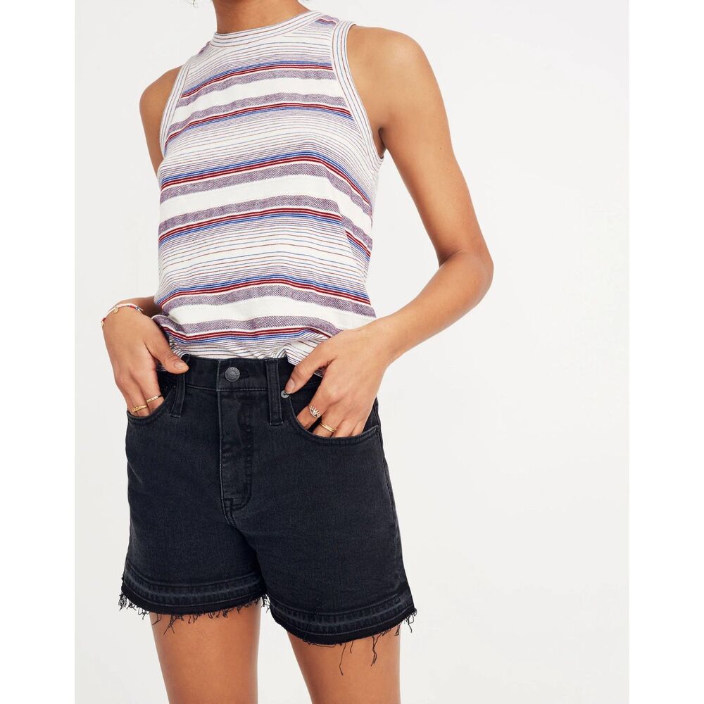 Madewell High-Rise Denim Shorts w/ Drop Hem, Faded Black Wash, Sz 26, EUC